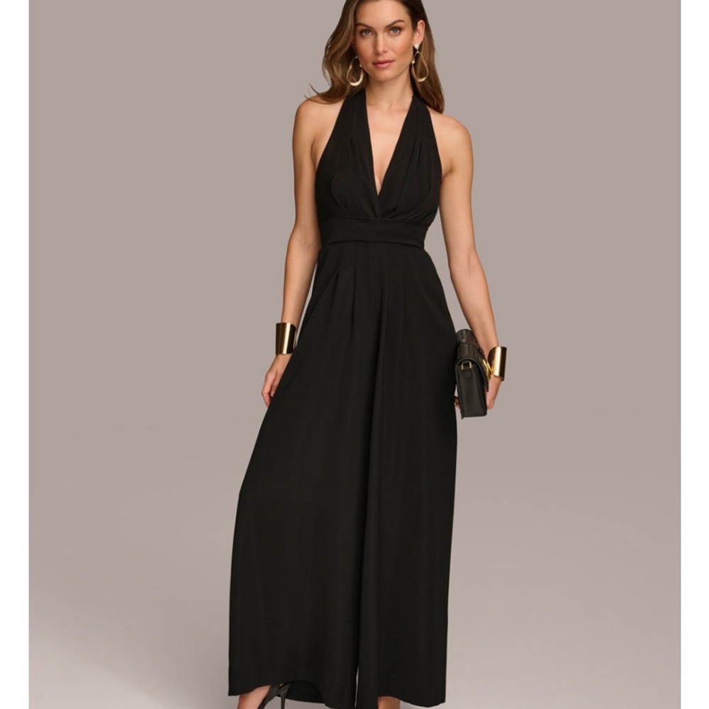 Donna Karan New York Halter Wide Leg Jumpsuit